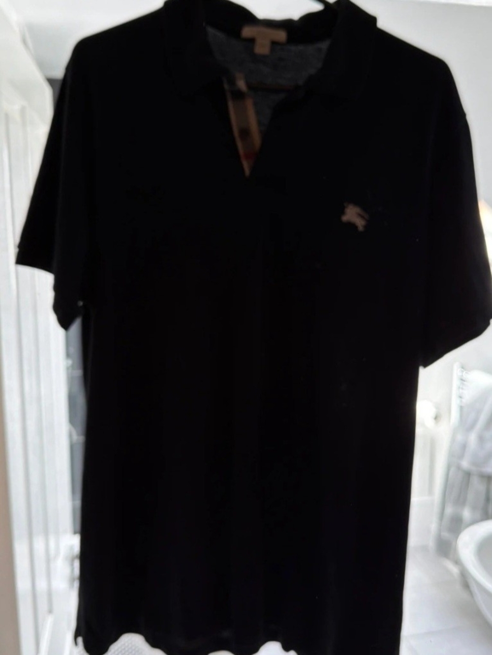 Burberry Black Polo with Signature Check Trim